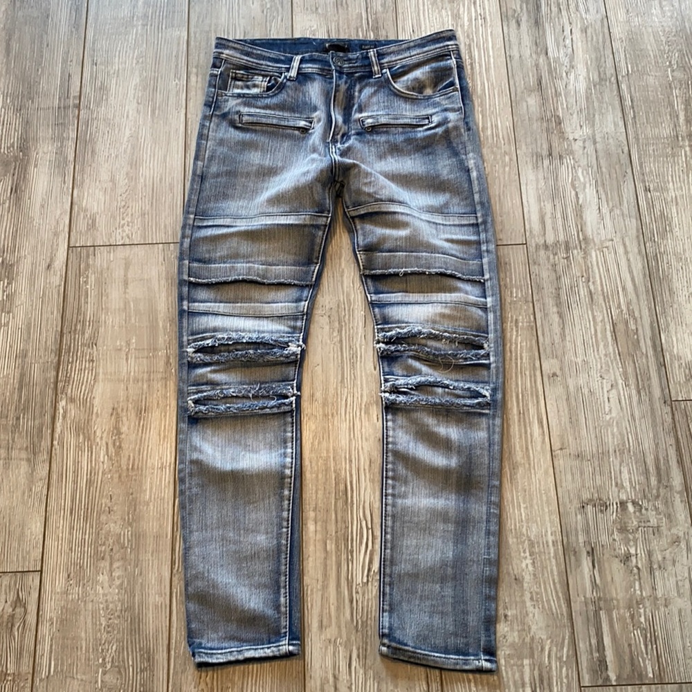 Waimea Men’s Size 34 Ripped Blue Wash Distressed Skinny Fit Jeans